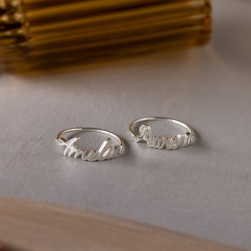 Grace Script Name Ring
