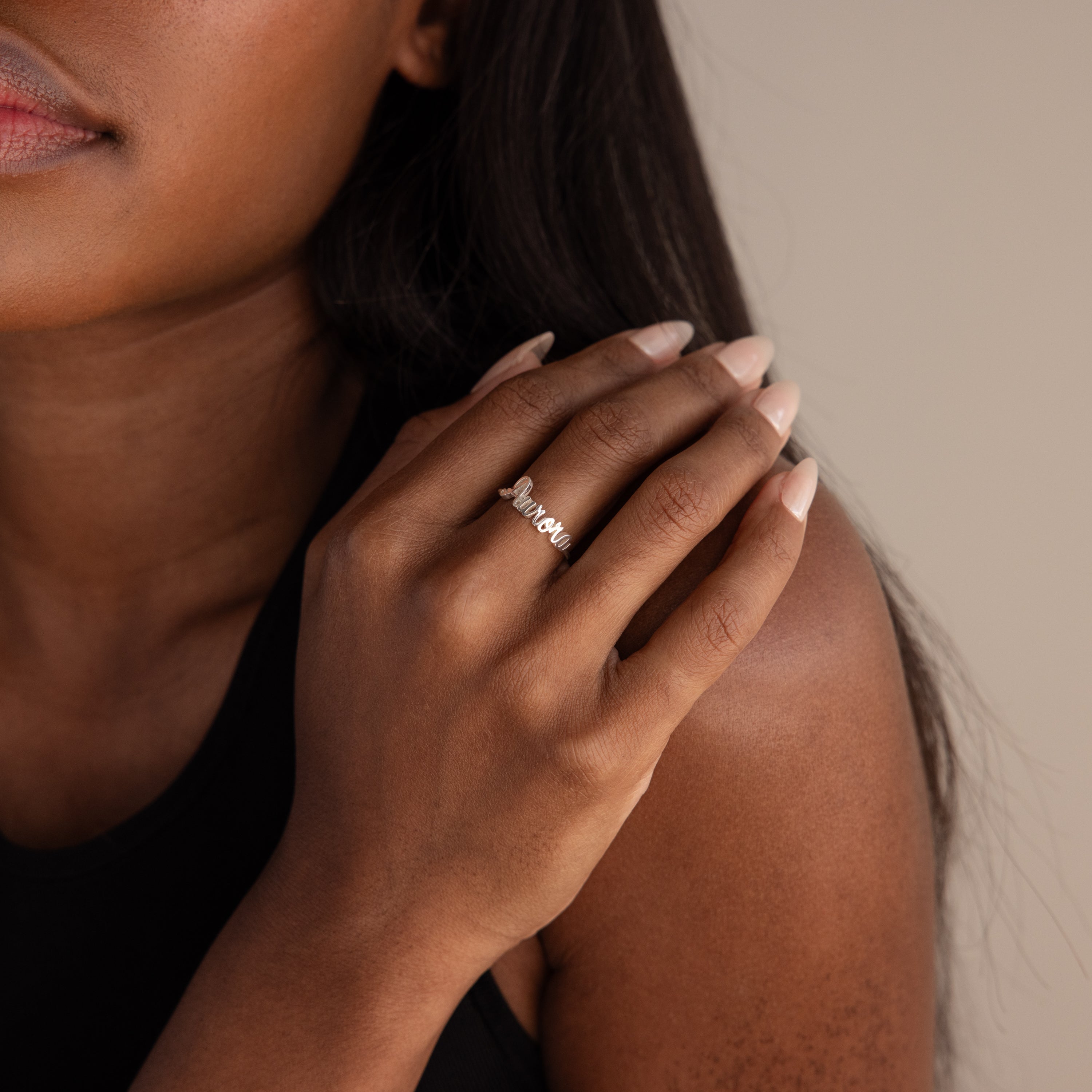 Grace Script Name Ring