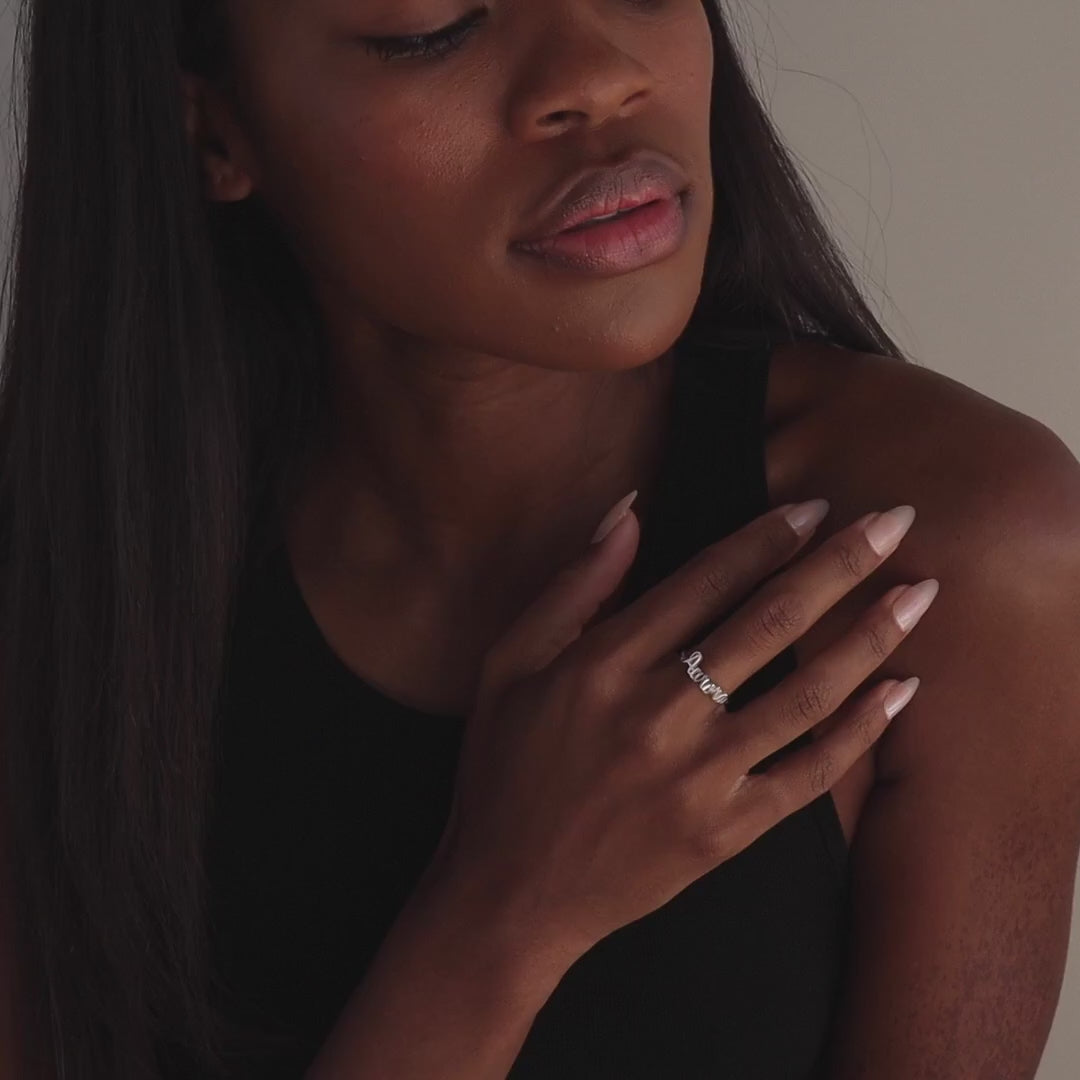 Grace Script Name Ring